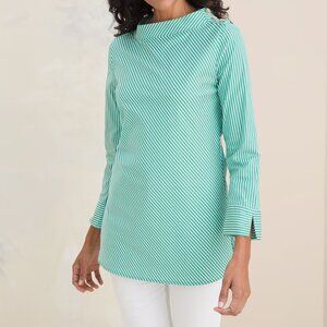 Chicos Mock Neck Poplin Shirt